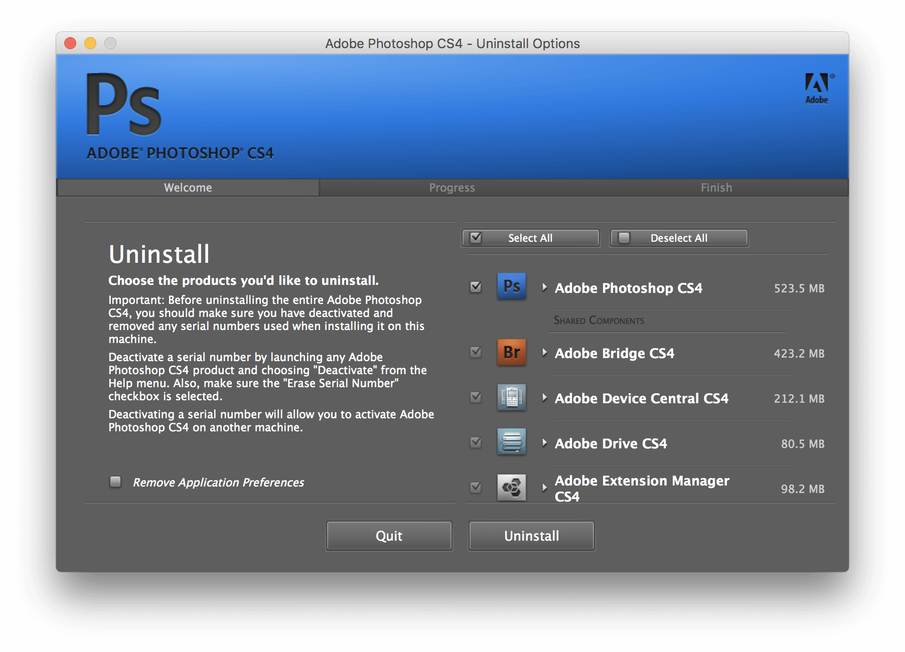 Uninstall Adobe Cs4 Os X
